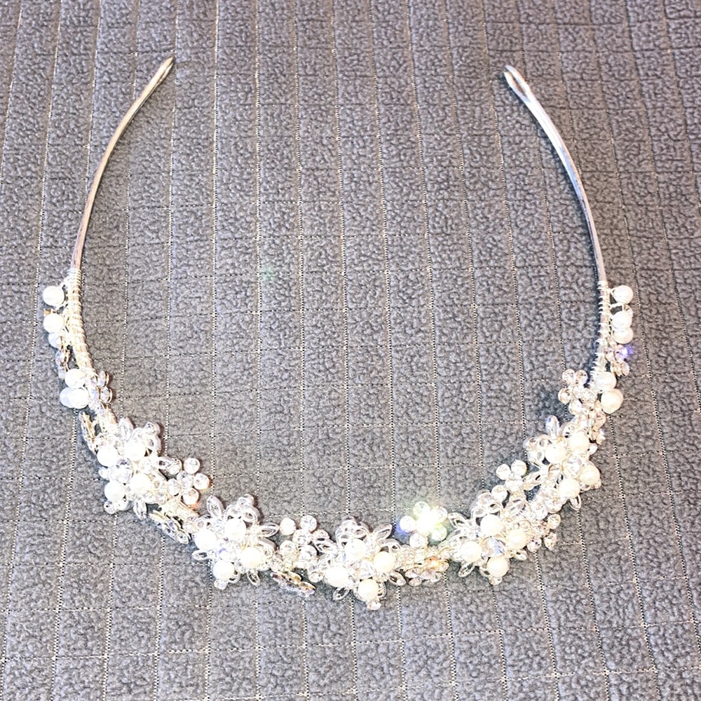 Silver sparkly beaded tiara